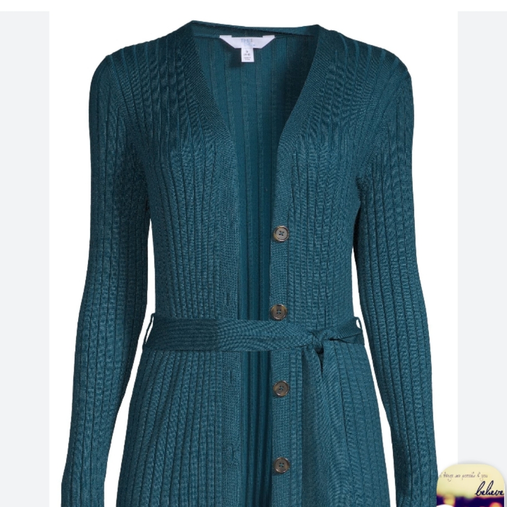 Time and Tru Sweater Dress Button Up Front Teal
